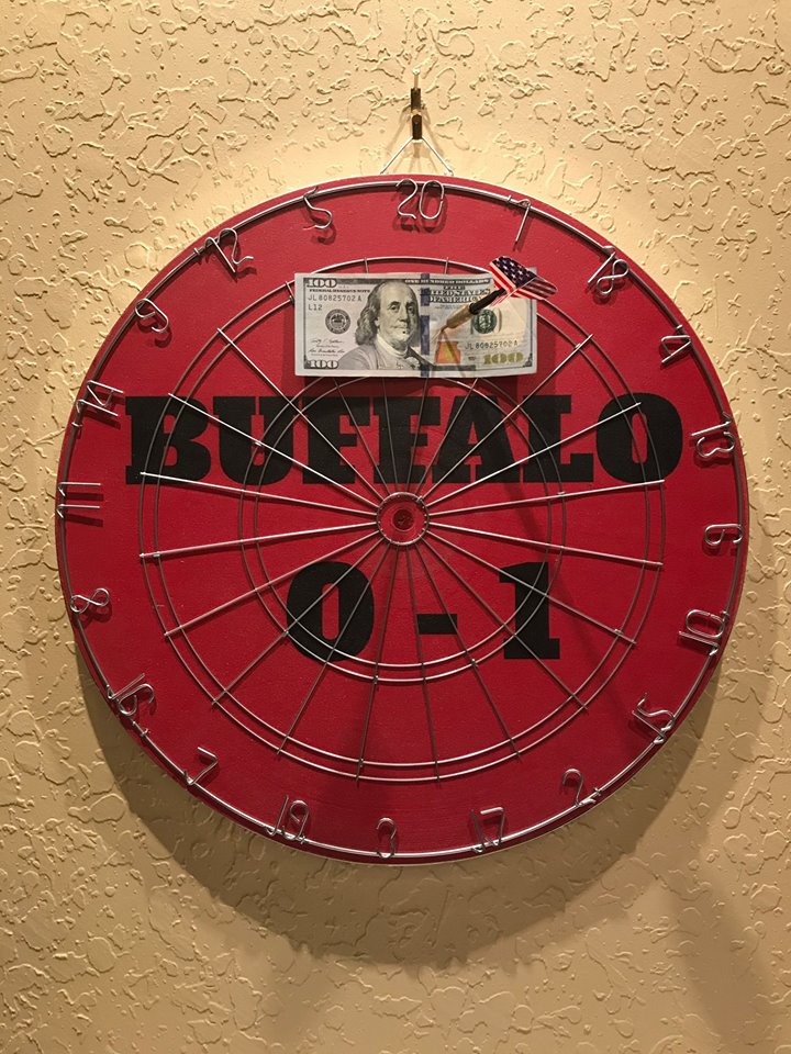 Photograph of dart board with buffalo